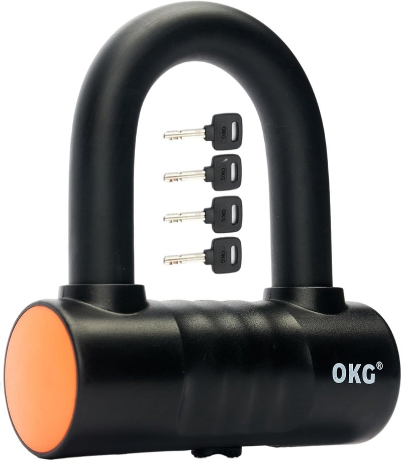 OKG Small U Lock - 4 Keys, Heavy Duty 18mm Hardened Alloy Steel Shackle - Anti-Cut/Anti-Pry Security Chain Lock for Motorcycle, E-Bike, Trailer (No Security Chain) - Image 1